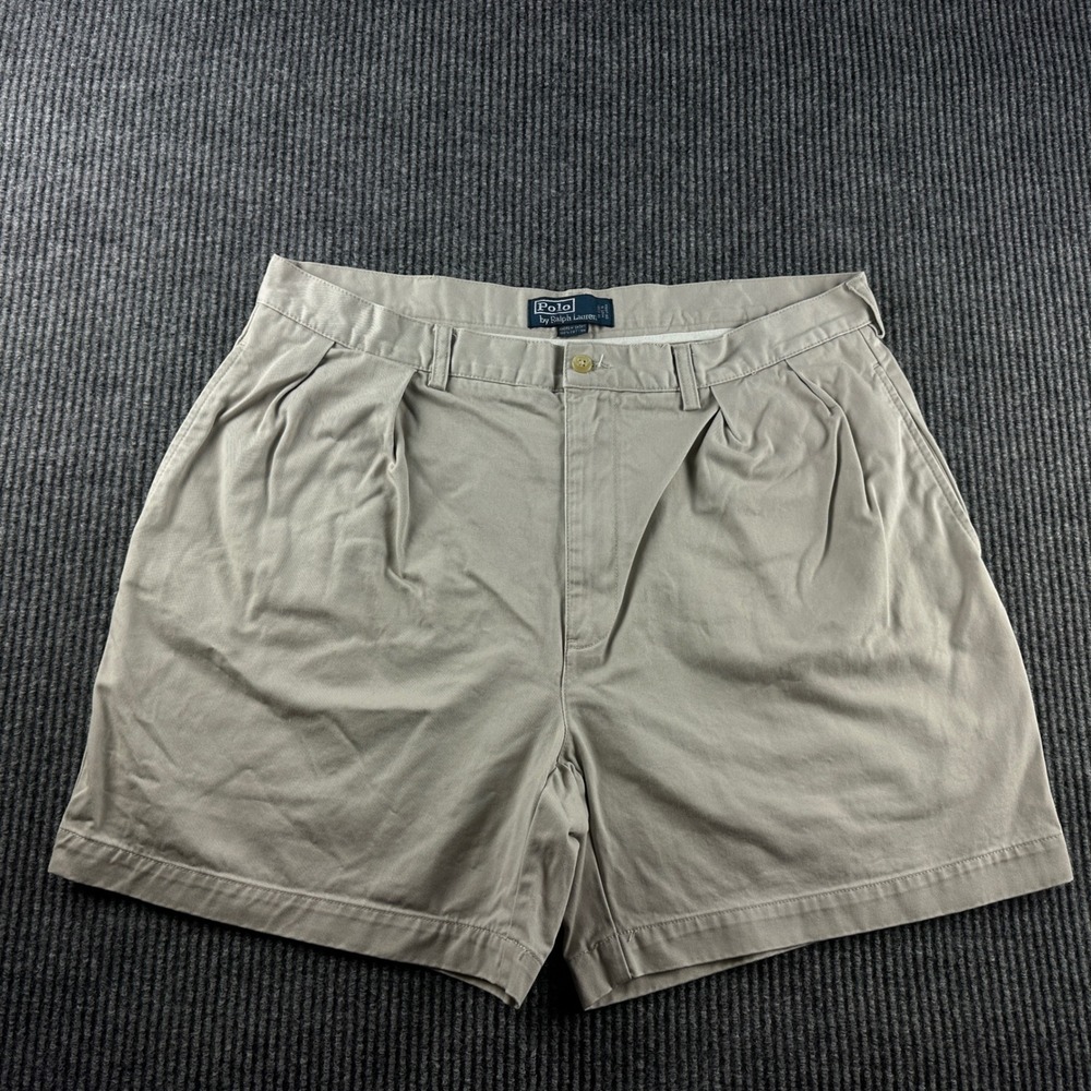 Polo Ralph Lauren Andrew Short Mens 38 Khaki Tan Pleated Cotton Chino Shorts 6in